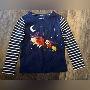 Mini Boden kids 5-6 years Blue Striped long sleeve shirt top Hedgehog Witch